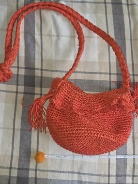 RHODE Handwoven Red-Orange Crochet Crossbody Bag